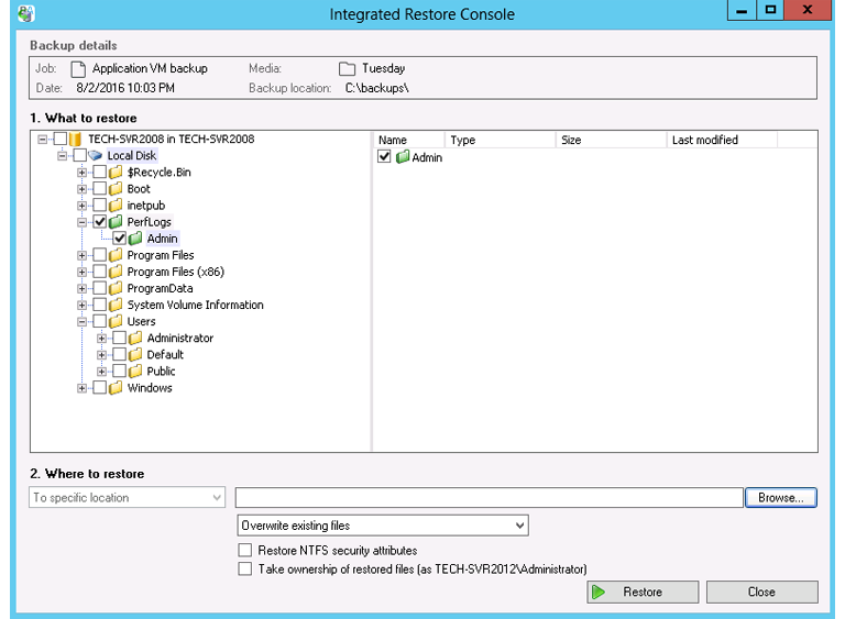 This Hyper-V backup solution restores selected files from a VM using a Windows Server backup of a Hyper-V guest.