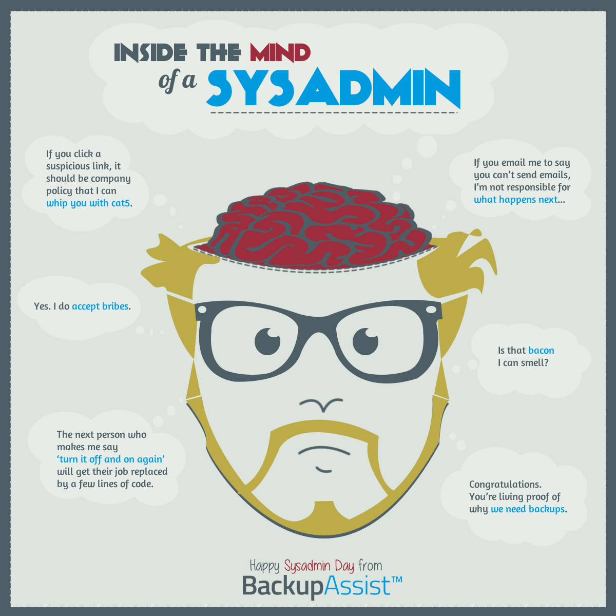 what goes on in a sysadmin's mind - sysadmin day infographic 2015