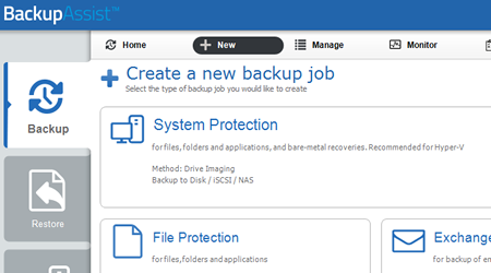 free trial of backupassist - creating your first backup