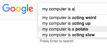 My computer is a potato funny google search